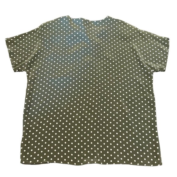 Vintage Kathie Lee 100% Silk Green Polka Dot Button Up Blouse 12 - Picture 5 of 5